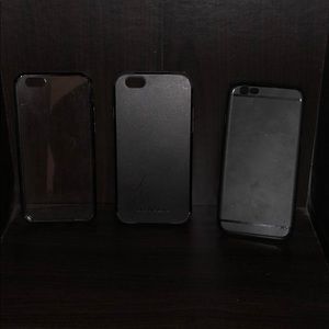 3 iphone 6 cases, one clear, two black